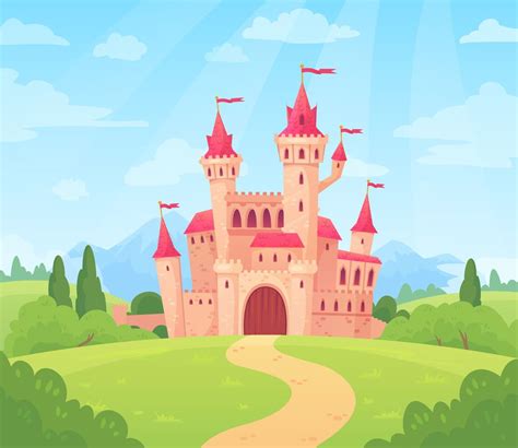 Fairytale Landscape With Castle Fantasy Palace Tower, Fantastic Fairy ...