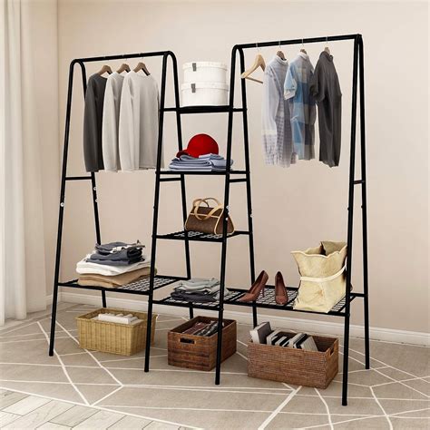 Buy Metal Garment Rack, Free Standing Closet Storage Organizer w/ 6 ...