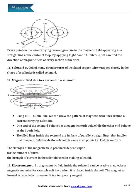 Class 10th Science Magnetic Effects of Electric Current NCERT Notes ...