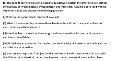 Solved (a) ﻿The band theory of solids can be used to | Chegg.com