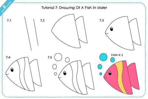 How To Draw A Fish: Easy Step-By-Step Tutorial For Kids | Fish drawing for kids, Drawing for ...