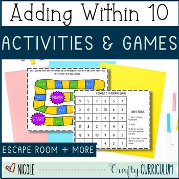 Addition to 10 Kindergarten Math Games, Escape Room, and Centers