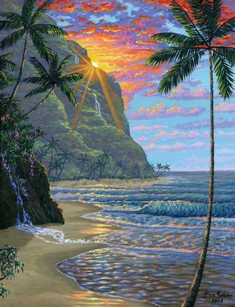 Painting #604 Hawaiian Beach Sunset | Canvas painting, Painting, Sunset painting