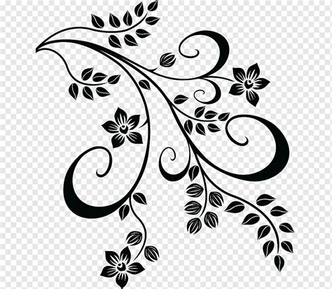 Floral design Drawing Flower Kleurplaat, flower, leaf, branch, pin png | PNGWing