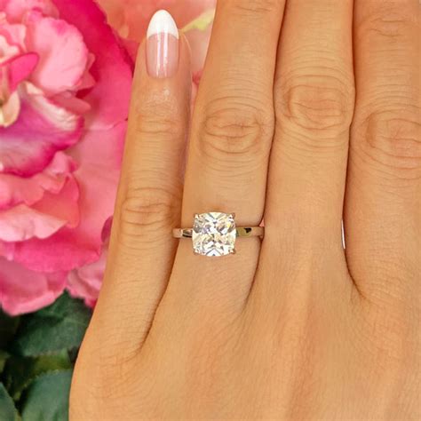 2 ct 4 Prong Cushion Cut Stacking Solitaire Engagement Ring – Tiger Gems