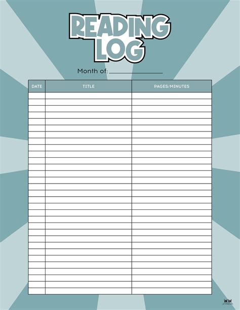 Free Printable Reading Log