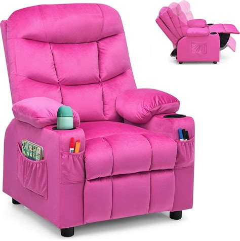 Amazon.com: Costzon Kids Velvet Recliner Chair with Cup Holder ...