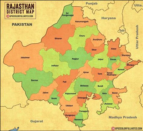 Download Rajasthan Map in HD quality! 2022 - UPSC Colorfull notes