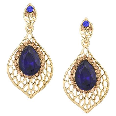 Party Wear Blue Stone Gold Plated Bollywood Indian Designer Earring #natural_gems15 | Stone gold ...