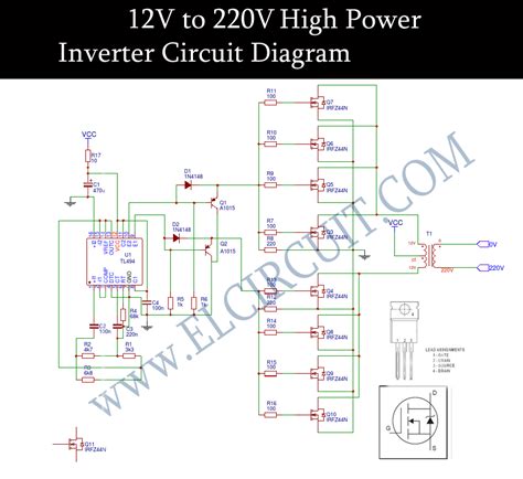 12V to 220V inverter DC to AC voltage inverter TL494 IRFZ44N - Electronic Circuit