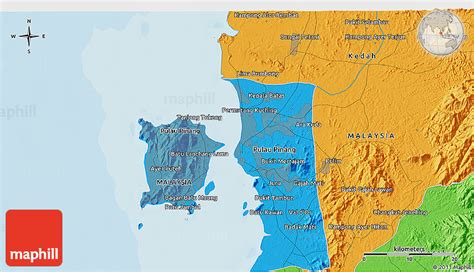Political 3D Map of Sungai Petani