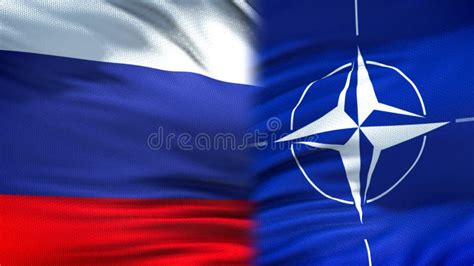 Russia and NATO Flags Background, Diplomatic and Economic Relations ...