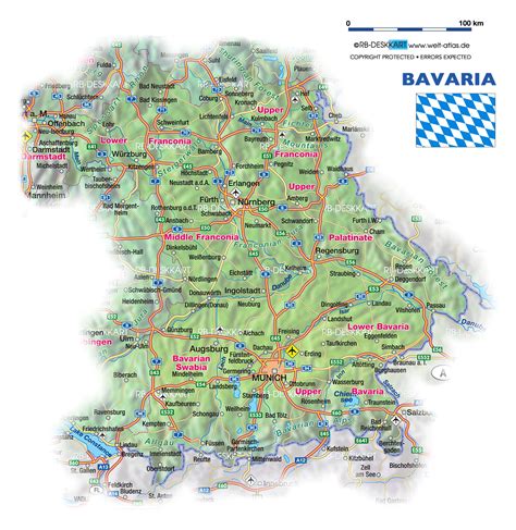 Map of Bavaria with Cities | Keywords for this Map / Map-Content ...