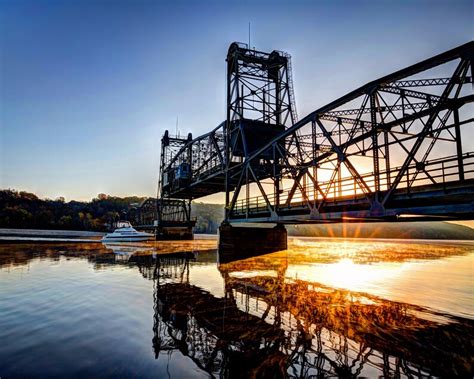 Stillwater Bridge Minnesota Boat Wisconsin, 8x10 Aluminum Metal Print, Fine Art Landscape Color ...