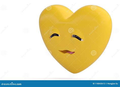 Smirking Heart Emoticon with Heart Emoji.3D Illustration. Stock ...