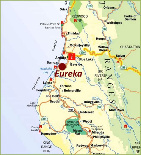 Eureka Area Tourist Map - Ontheworldmap.com