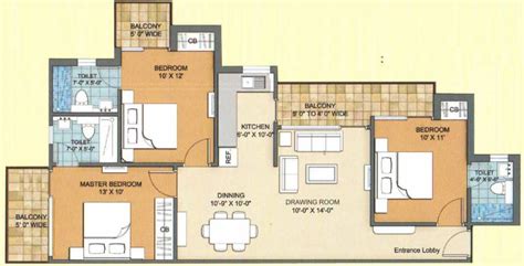 1317 sq ft 3 BHK Floor Plan Image - Sam Palm Olympia Available for sale - Proptiger.com