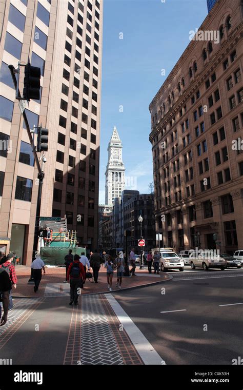 State Street Boston Massachusetts Following The Freedom Trail With The Old Customs House Tower ...