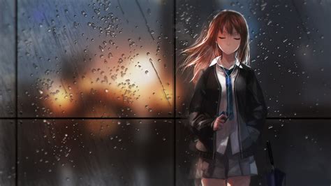 girl, anime, rain Wallpaper, HD Anime 4K Wallpapers, Images and Background - Wallpapers Den