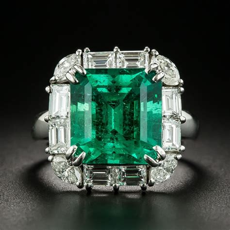 Colombian Emerald (Minor Treatment) and Diamond Ring. – Antique Jewelry University