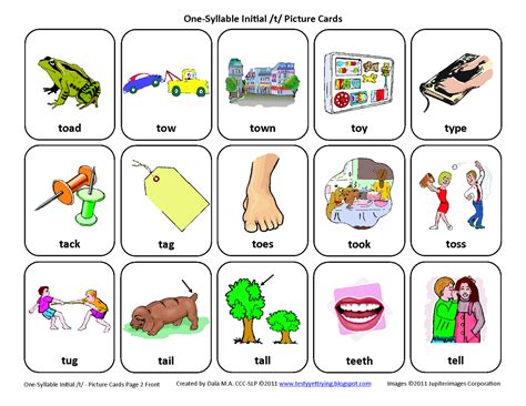 Initial T: Free Speech Therapy Articulation Picture Cards