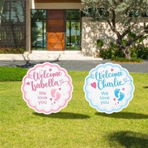 Welcome Home Baby Yard Sign Blue Pink Baby Boy Baby Girl - Etsy