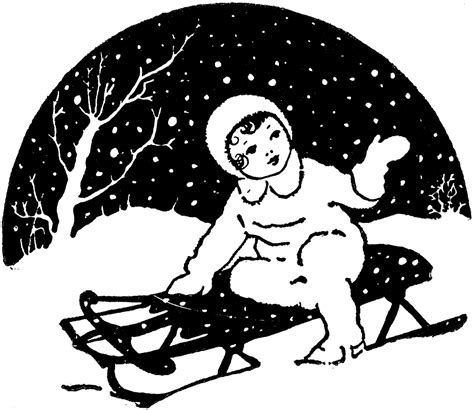 Snow Sled Clipart Black And White