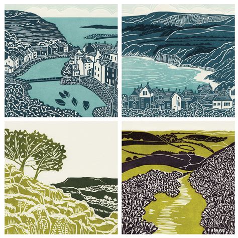 Linocut cards, Yorkshire landscapes Lino Print, Linocut Prints, Champleve, British Countryside ...