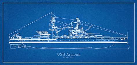 USS Arizona ship plans. Drawing by StockPhotosArt Com | Fine Art America