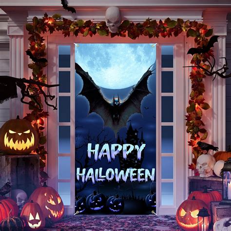 Amazon.com: Halloween Bat Door Banner, Scary Bat Halloween Door Cover Halloween Door Decorations ...