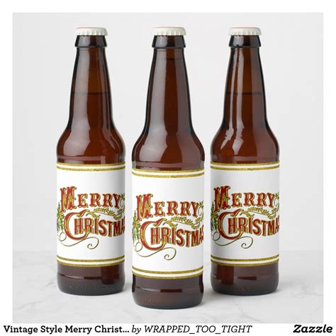 Vintage Style Merry Christmas Beer Bottle Label | Zazzle.com ...