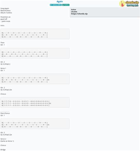 Chord: Again - tab, song lyric, sheet, guitar, ukulele | chords.vip