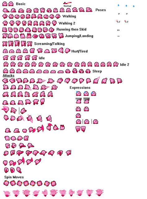 Basic Kirby Sprite Sheet updated by NintendoSteven on DeviantArt