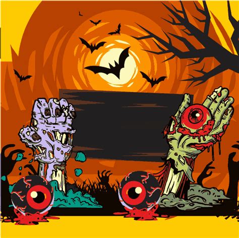 Halloween Banner Template Colorful Horror Elements Decor Free Vector | Vectors File