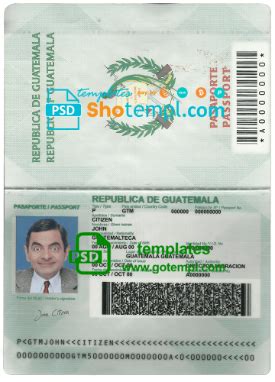 Guatemala passport template in PSD format, fully editable