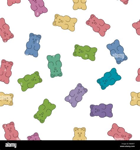 vector gummy bear candies seamless background isolated on white ...