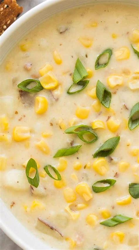 This Potato Corn Chowder is a thick, hearty, creamy soup, perfect for cooler days! It’s made ...