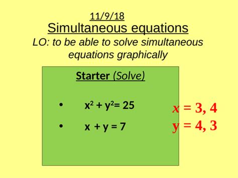 Quadratic Simultaneous equations Graphically | Teaching Resources