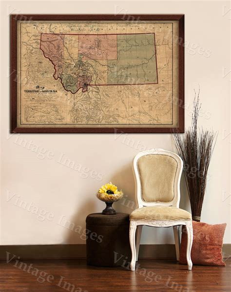 Old Map of Montana Montana Map Territory of MONTANA ART 1871 - Etsy