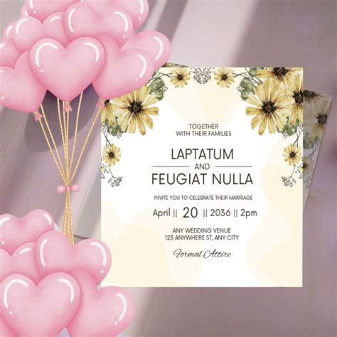 Wedding Ceremony Invitations with Floral - MasterBundles