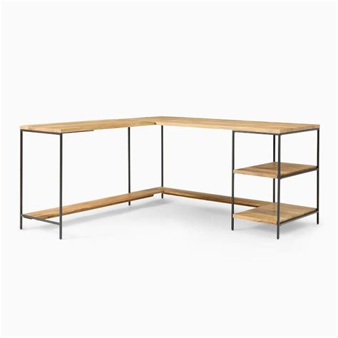 Industrial Storage Modular L-Shaped Desk w/ Open Shelves | West Elm