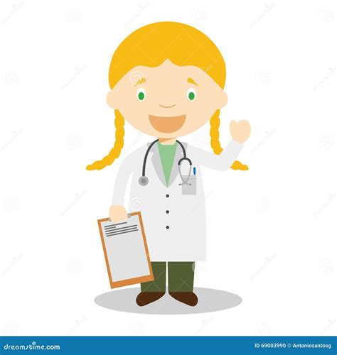 Cute Cartoon Vector Illustration of a Female Doctor Stock Vector - Illustration of female ...