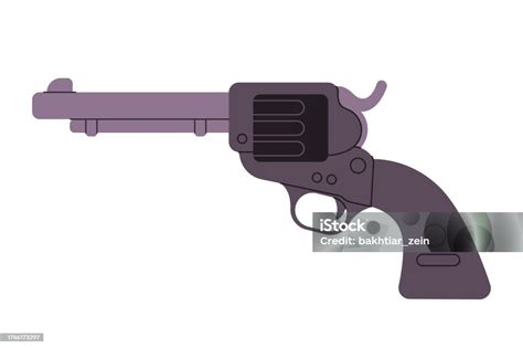 Pistol Hand Gun Revolver Cowboy Drawing Illustration Wild West Stock ...