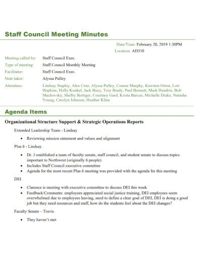 Staff Meeting Minutes - 20+ Examples, Format, How to Record, Pdf