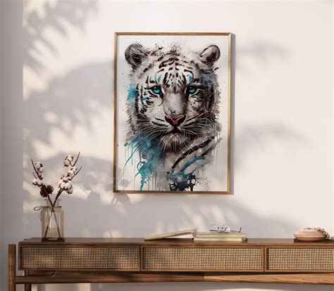 Printable Baby White Tiger Portrait Home Wall Decor Wall Art Home Gift ...