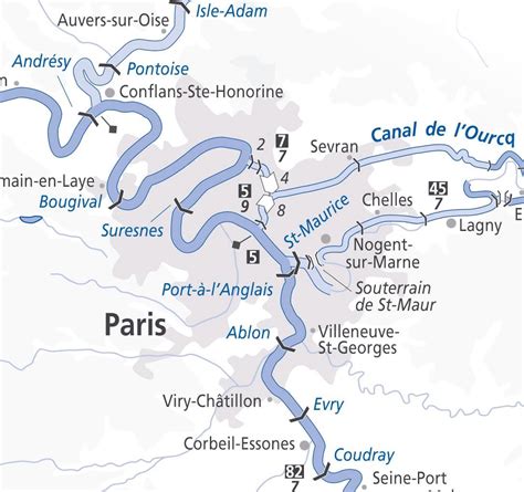 Paris map seine - Paris river Karte (Île-de-France - Frankreich)