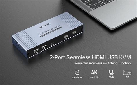 Seamless Hdmi Kvm Switch 2 Port 4k 30hz + 2 Cables,Mt-viki Seamless 4k ...