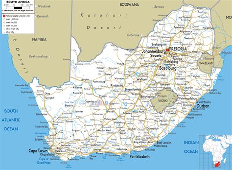 Detailed Clear Large Road Map of South Africa and South African Road Maps