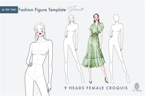 Female Fashion Illustration Croquis Template - Design Cuts