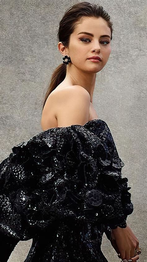 Free download Beautiful Singer Selena Gomez In Black Dress Photoshoot 4K Ultra [1440x2560] for ...